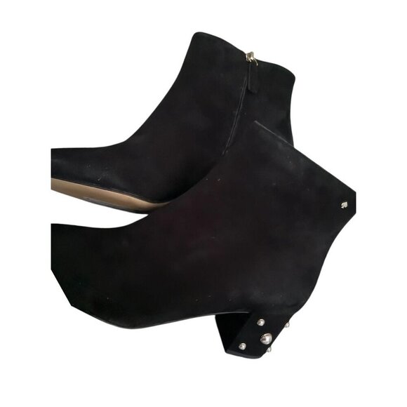 Kate Spade Womens Black Suede Taraji Faux Pearl Block Heel Bootie Sz 8.5 New - Picture 7 of 12